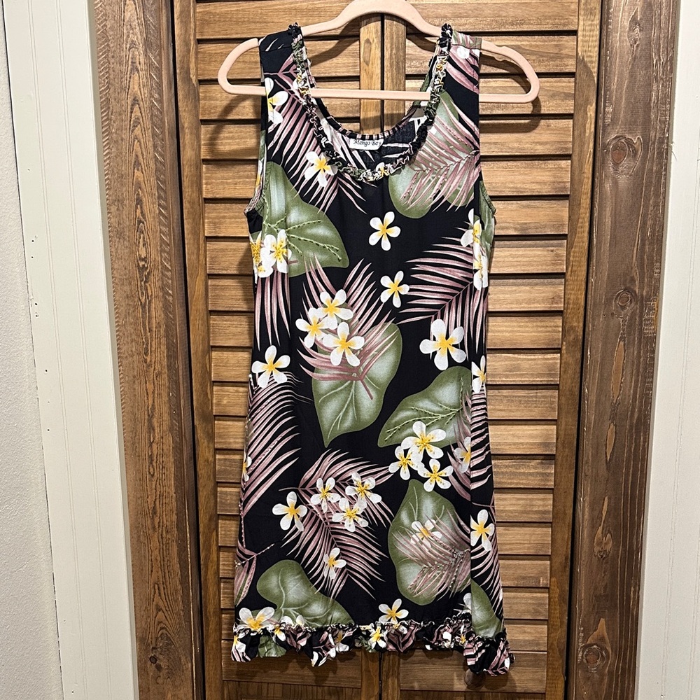 Mango Black Floral Mini Dress
